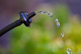 close-up view with a drip irrigation system in Channelview TX